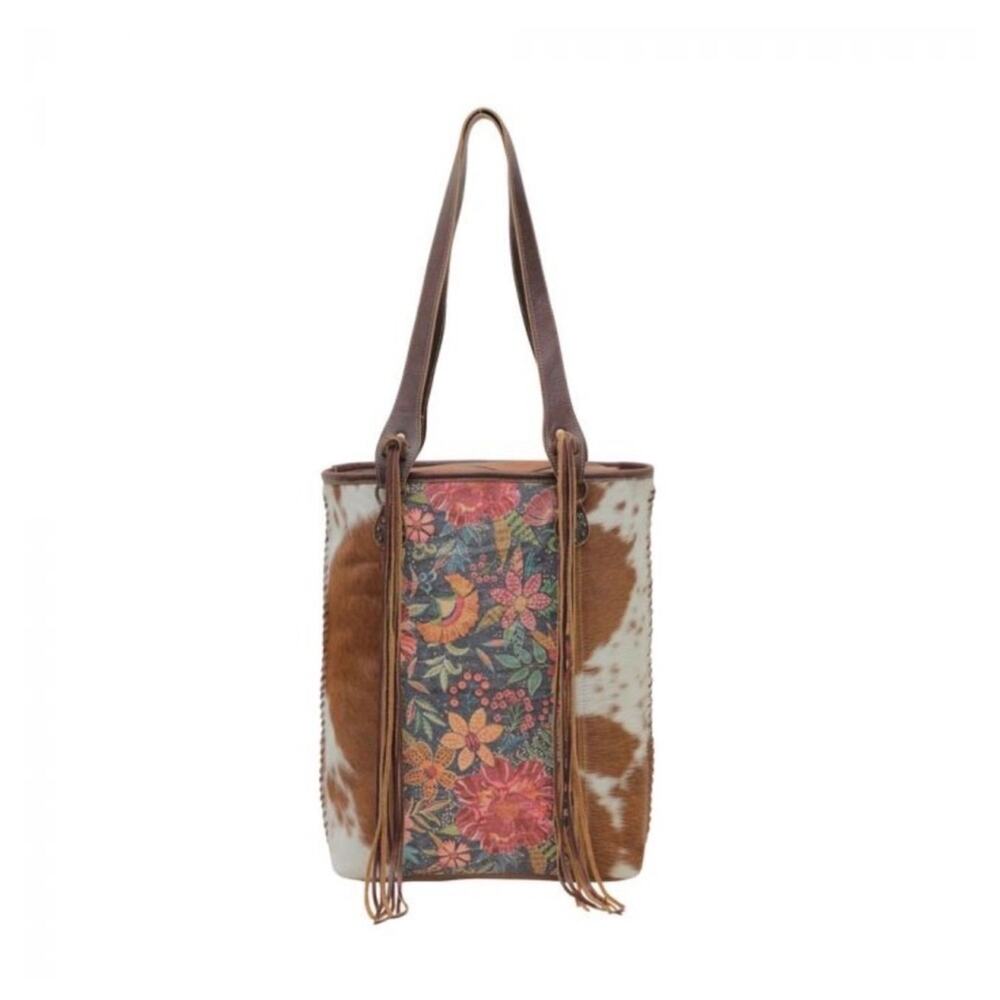 Myra Cow Hide Bag- Floral, Fringe- NWT- MSRP 150 - Picture 2 of 5